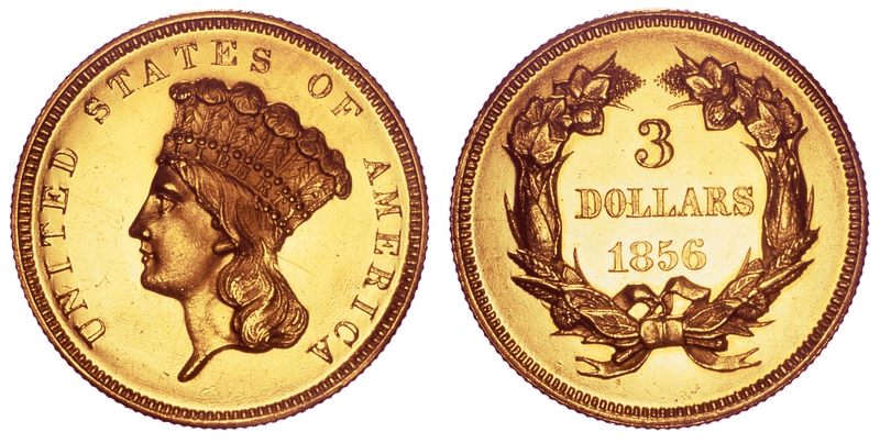 1856 Indian Princess Three Dollar