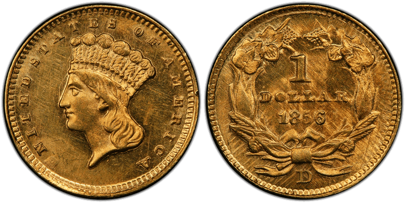 Large Indian Princess Head Gold Dollars 1856-1889