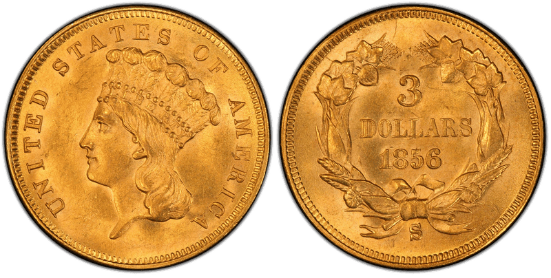 1856 (S) Indian Princess Three Dollar