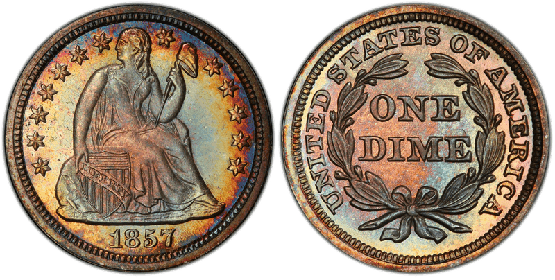 1857 Proof Seated Liberty Dime