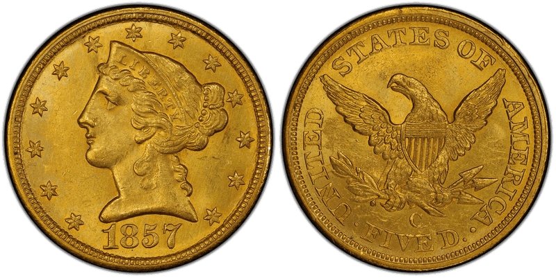 1857 Liberty Head Half Eagle