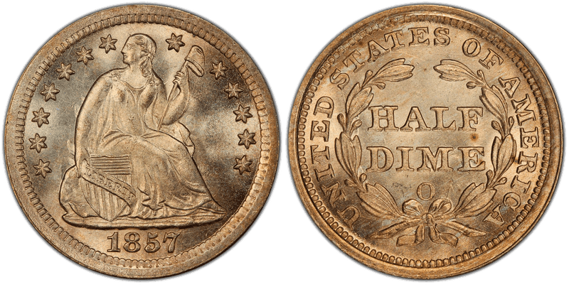 1857 Seated Liberty Half Dime