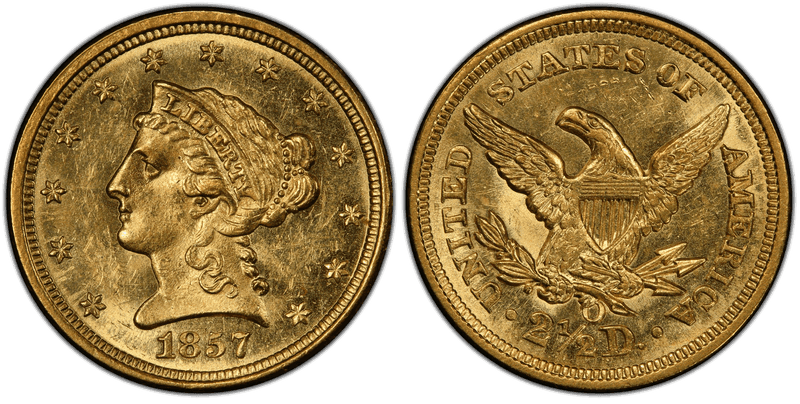 1857 (O) Liberty Head Quarter Eagle