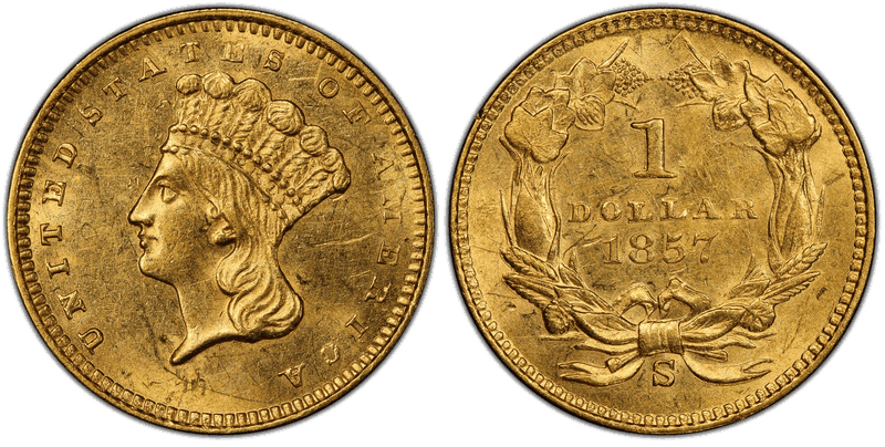 1857 (S) Liberty Gold Dollar