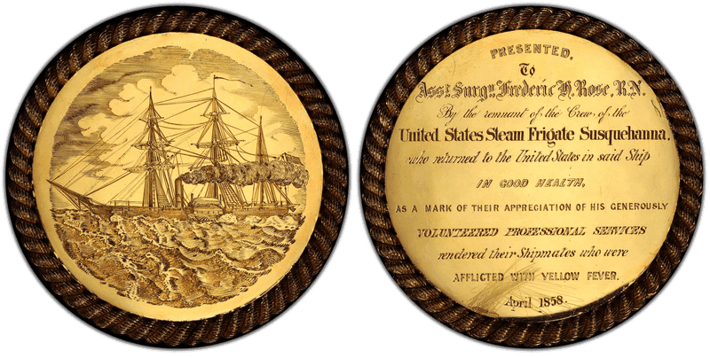 1858 Medal Gold Lifesaving Medal U.S. Steam Frigate Susquehanna