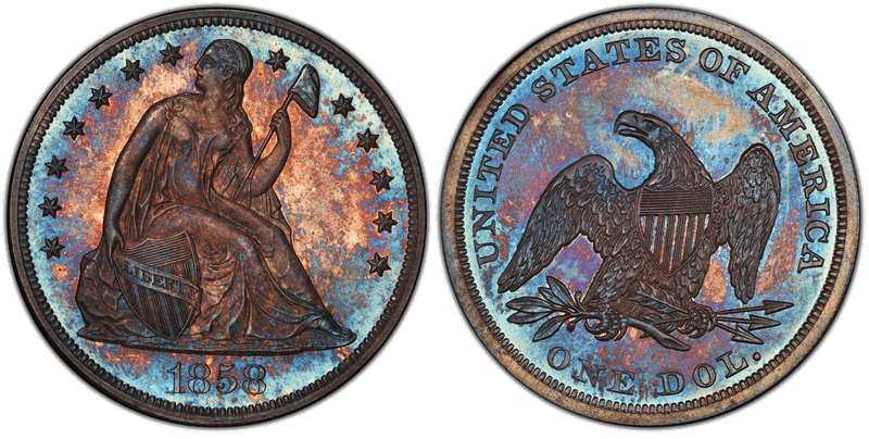 1858 Seated Liberty Dollar
