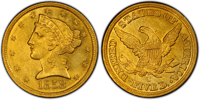 1858 Liberty Head Half Eagle