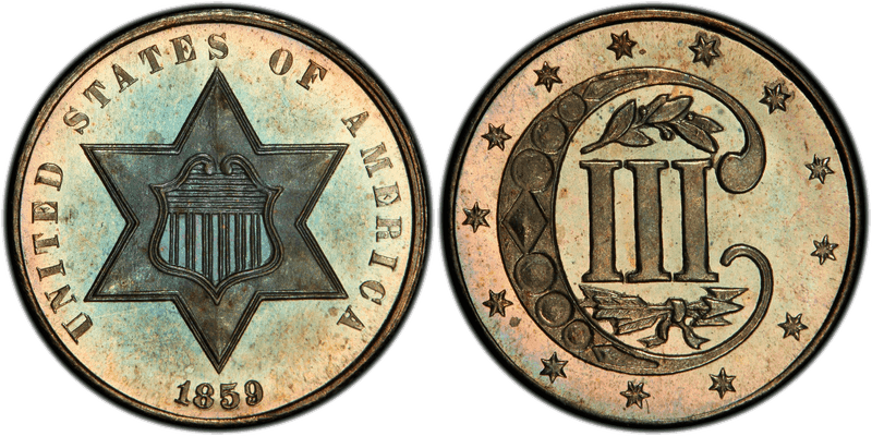 1859 Proof Silver Three Cent Piece