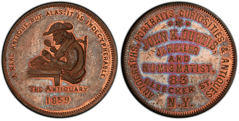 1859 Token Miller NY-180 Copper John K. Curtis