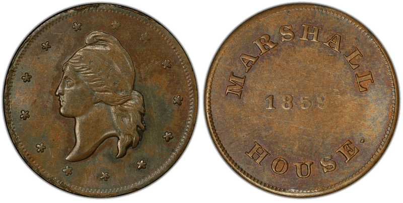 (1859) Brass Token Rulau Va-103, Marshall House