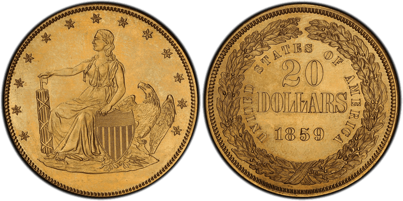 1859 Proof Double Eagle Pattern - J-257, Gilt