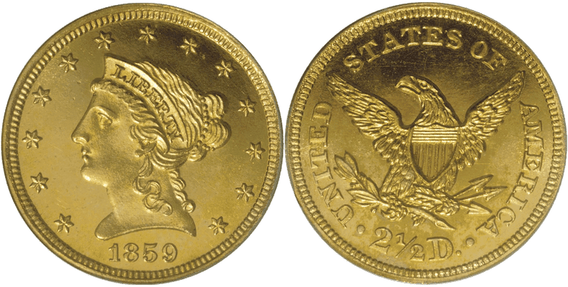 1859 Proof Liberty Head Quarter Eagle - Old Reverse