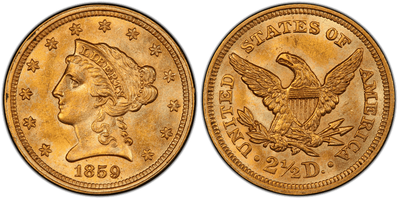 1859 Liberty Head Quarter Eagle - Old Reverse