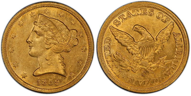 1859 Liberty Head Half Eagle