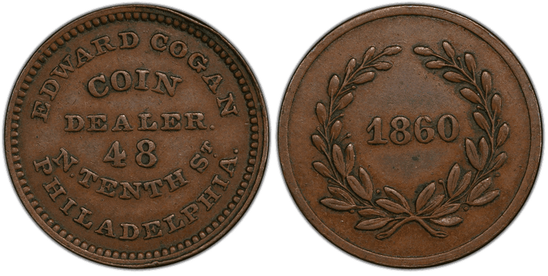 1860 Bronze Token Miller PA-90, Edward Cogan