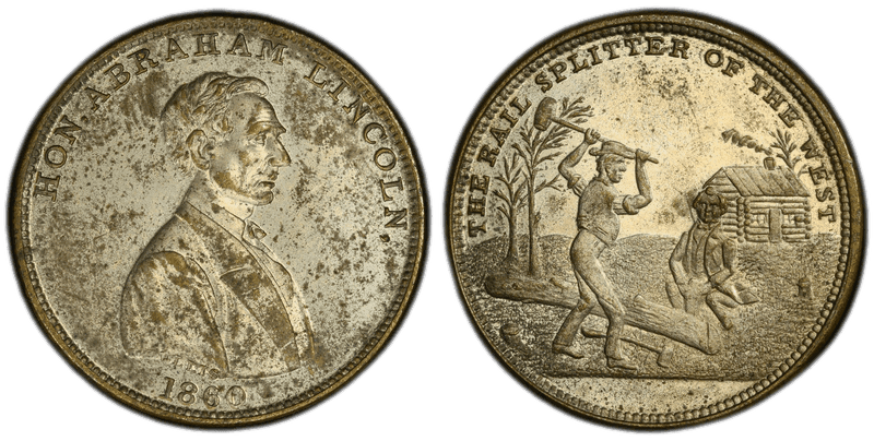 1860 Medal DeWitt AL 1860-41 Silvered Brass Abraham Lincoln Campaign