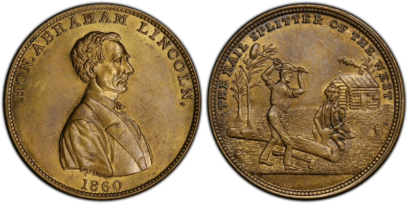 1860 Token DeWitt AL 1860-41 Gilt Brass Abraham Lincoln Campaign