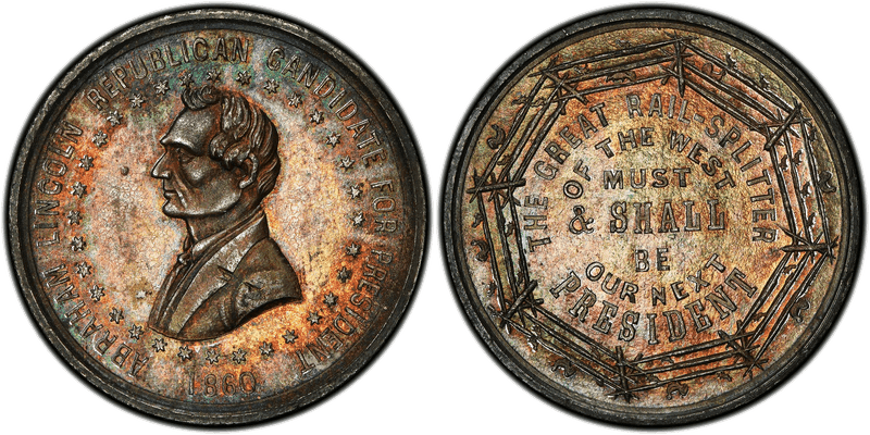 1860 Token DeWitt-AL-1860-25 White Metal Abraham Lincoln Campaign
