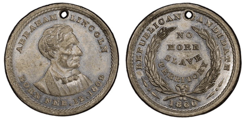 1860 Token DeWitt-AL-1860-45 White Metal Abraham Lincoln Campaign