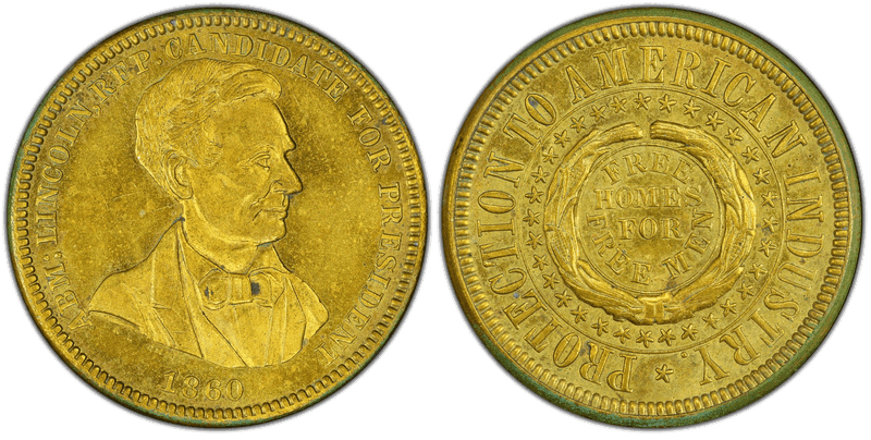 1860 Token DeWitt-AL-1860-51 Brass Abraham Lincoln Campaign