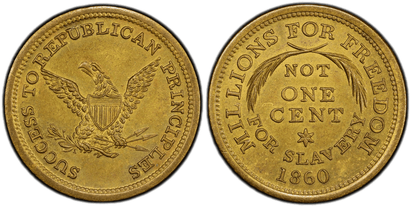 1860 Token DeWitt-AL-1860-59 Brass Lincoln-Millions For Freedom Campaign