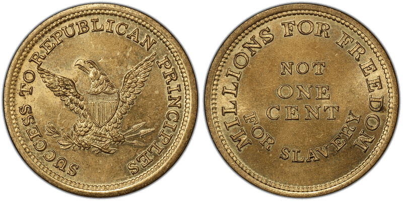 1860 Token DeWitt-AL-1860-60 Brass Lincoln-Millions For Freedom Campaign