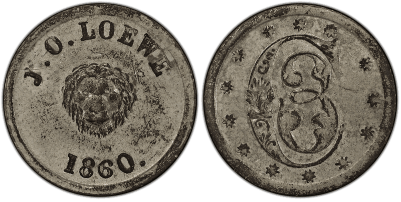 1860 Token F-165DEa-1e White Metal PE J.O. Loewe OH