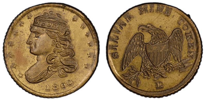 (1860) Brass Civil War Patriotic Token F-287/520b, Silver Mine Token