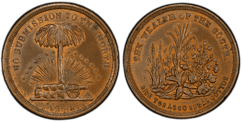 (1860) Civil War Patriotic Token F-511/514a, Wealth of the South