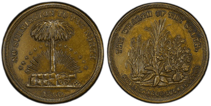 (1860) Civil War Patriotic Token F-511/516b, The Wealth of the South
