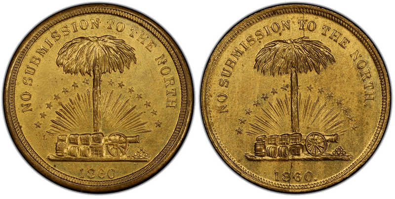 (1860) Brass Civil War Patriotic Token F-514/516b, No Submission