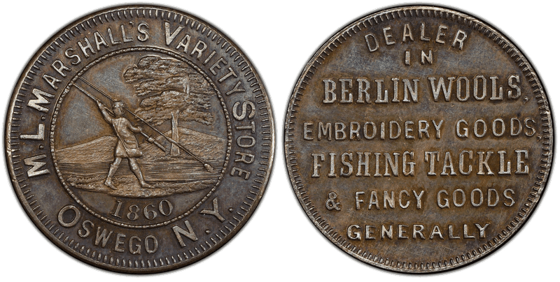 1860 Token Miller NY-1007 Silver M.L. Marshall