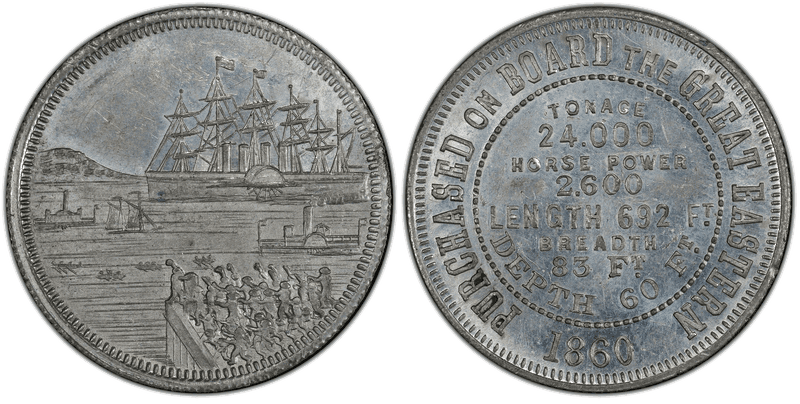 1860 Token Miller NY-2054 White Metal Great Eastern