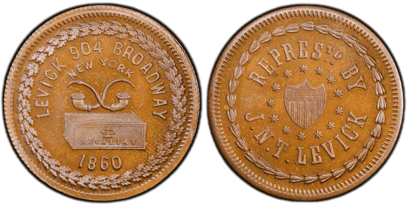 1860 Token Miller NY-458 Copper J.N.T. Levick