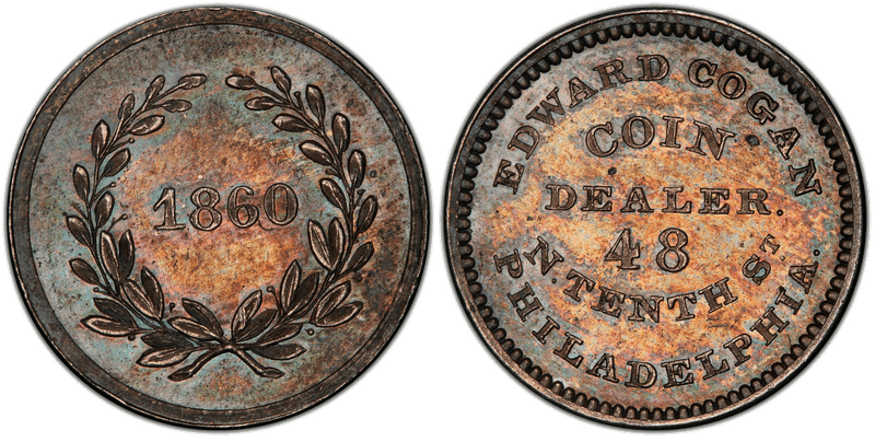 1860 Token Miller Pa-90G Silver Edward Cogan