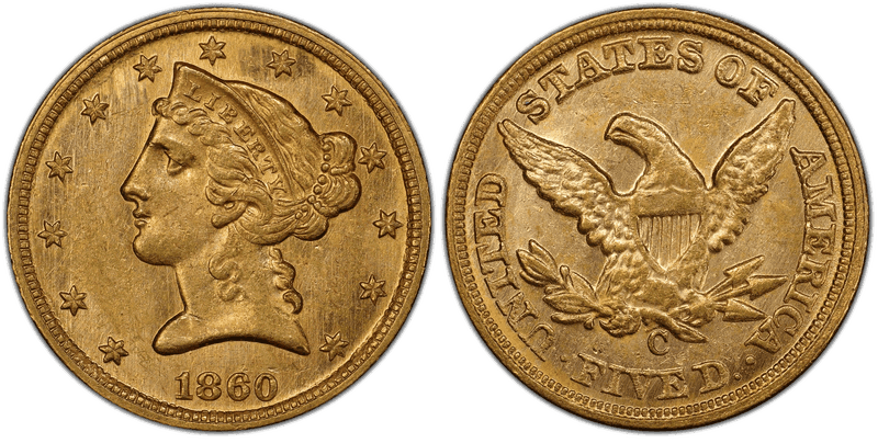 1860 Liberty Head Half Eagle