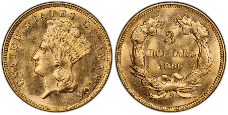 1860 (S) Indian Princess Three Dollar