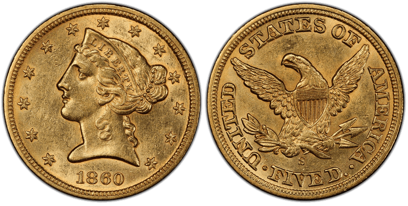 1860 (S) Liberty Head Half Eagle