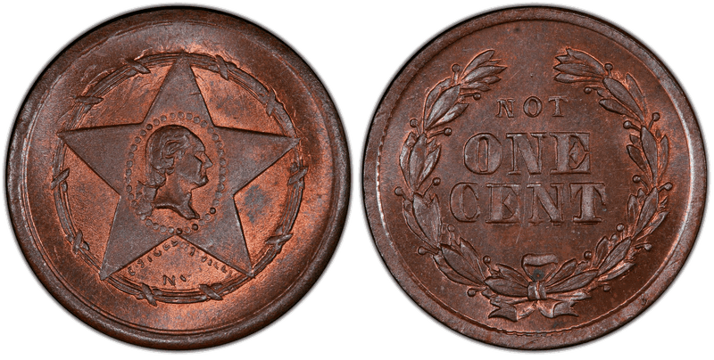 (1860) Civil War Patriotic Token F-105/360a, Not One Cent