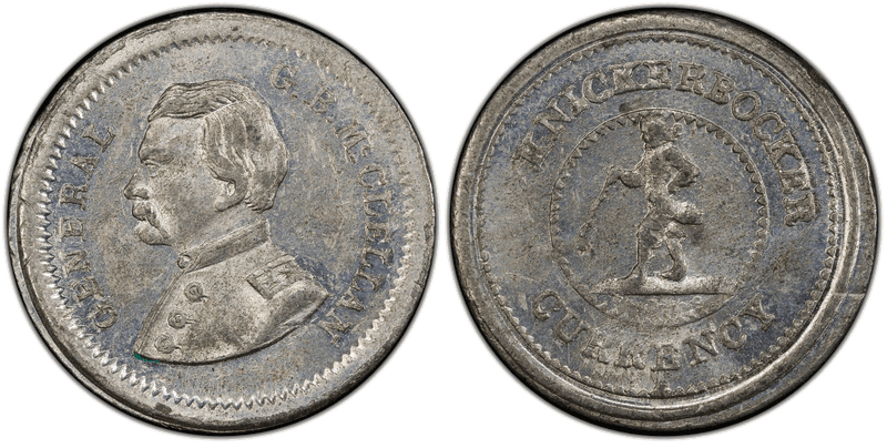 (1860) White Metal Civil War Patriotic Token F-138/255e, Gen. McClellan