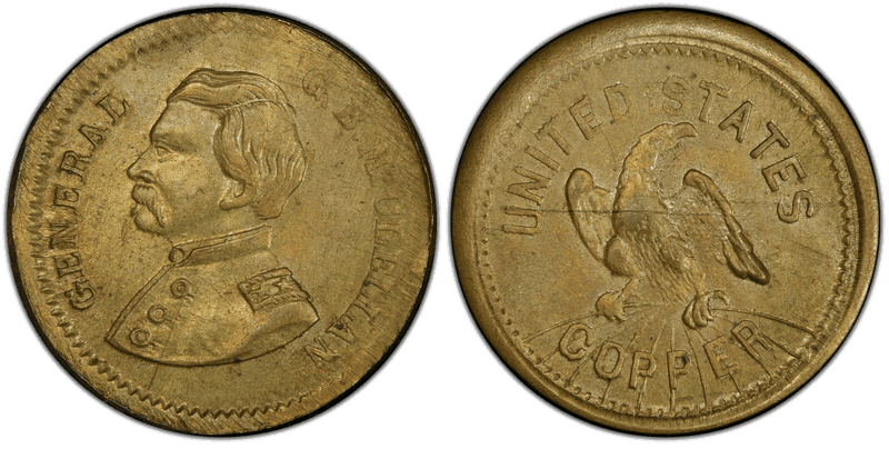 (1860) Civil War Patriotic Token F-138/434b, Gen. McClellan