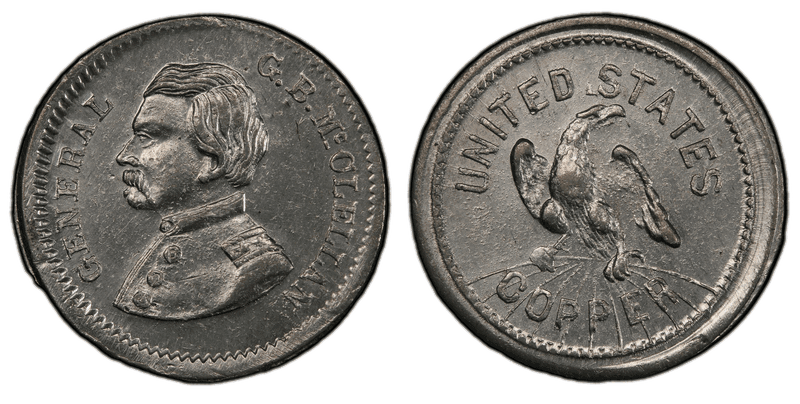 (1860) Civil War Patriotic Token F-138/434e, Gen. McClellan