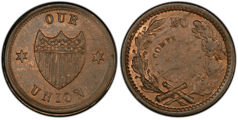 (1860) Civil War Patriotic Token F-201/432d, No Compromise With Traitors