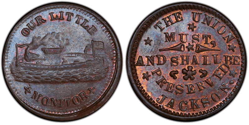 (1860) Civil War Patriotic Token F-238/402a, Monitor