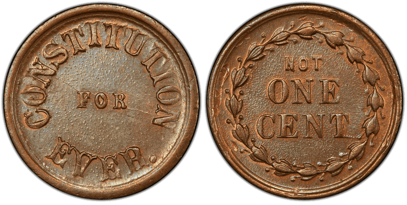 (1860) Civil War Patriotic Token F-247/379a, Constitution
