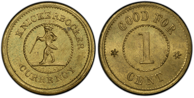 (1860) Civil War Patriotic Token F-255/393b, Knickerbocker