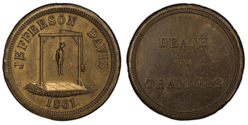 1861 Token DeWitt-C-1861-13 Brass Jefferson Davis