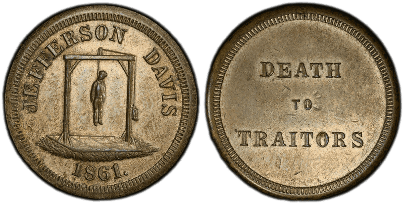 1861 Token DeWitt-C-1861-13 Silvered Brass Jefferson Davis