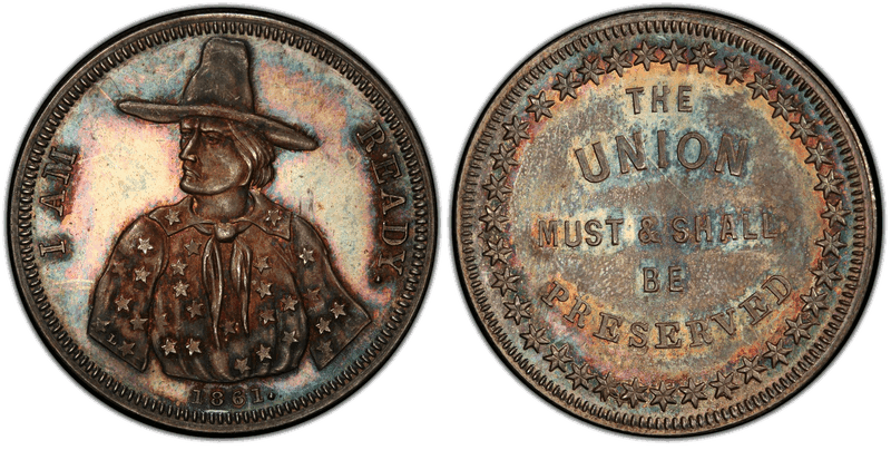 (1861) Civil War Patriotic Token F-147/227f, I Am Ready