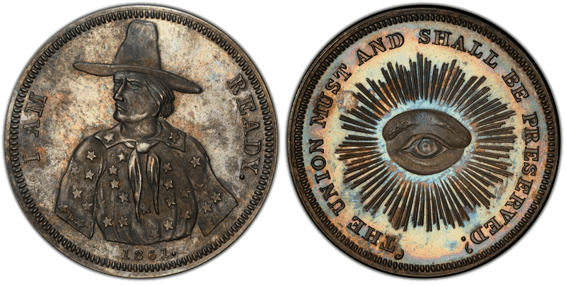 (1861) Civil War Patriotic Token F-147/228f, I Am Ready